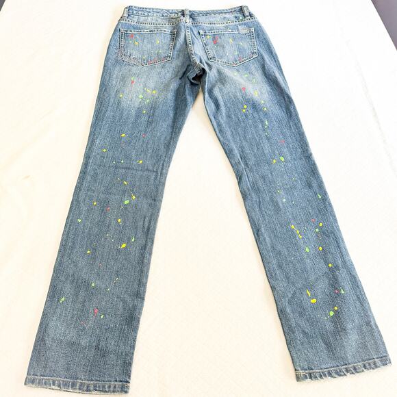 Caslon Slim Boyfriend Splatter Paint Denim Jeans Zip Fly Straight Leg Size 27 - Picture 3 of 8